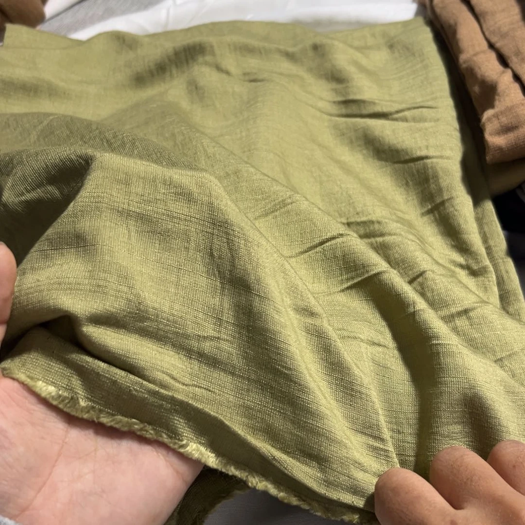 浅军绿色天丝苎麻1.5米