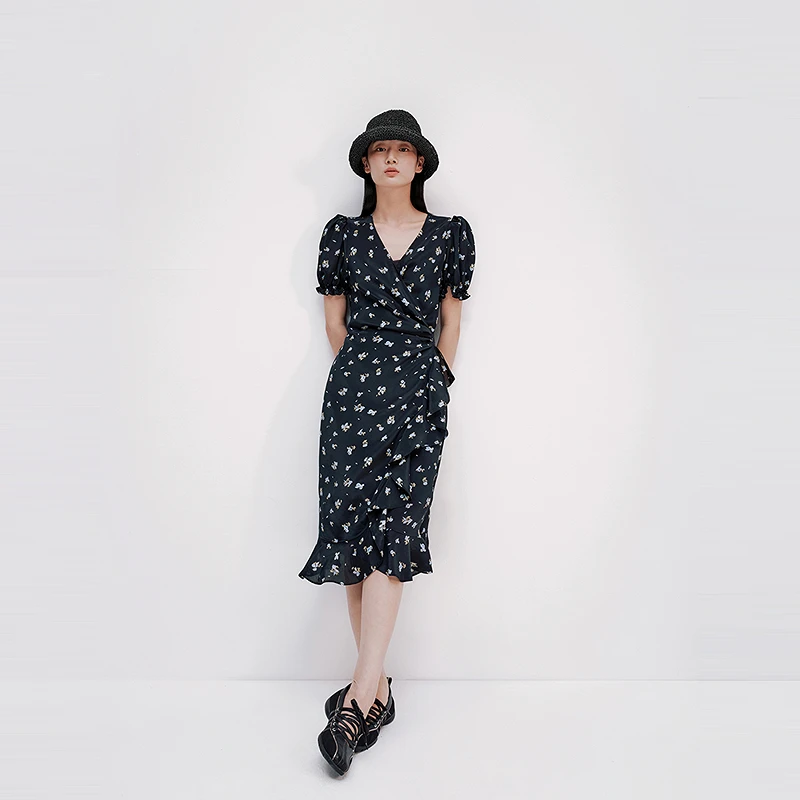 【商场同款】HPLY荷比俪25新款女桑蚕丝柔美气质连衣裙HYF25750457