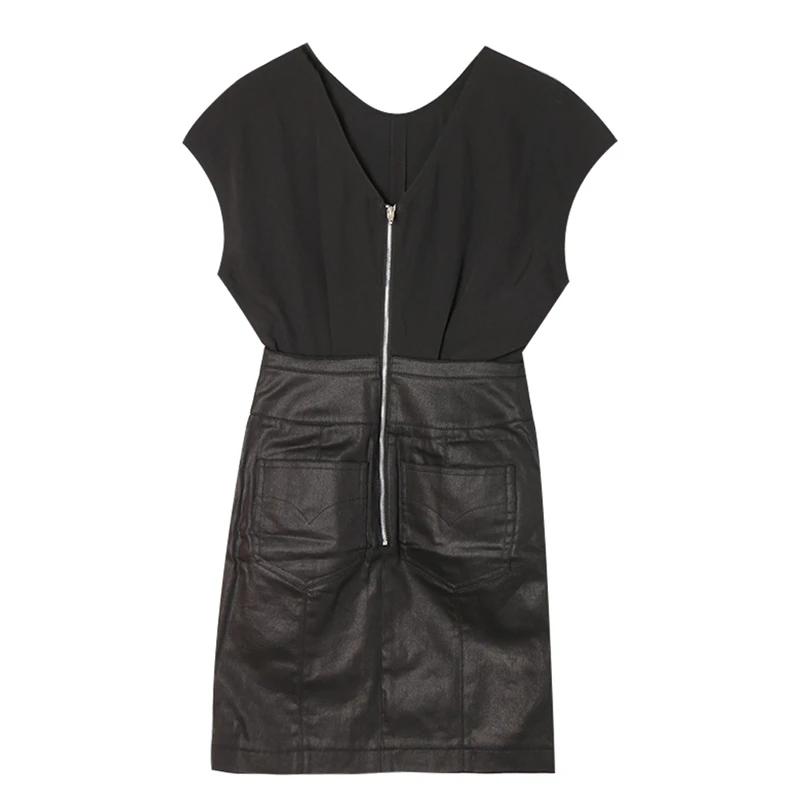 Mind Bridge/心桥时尚V领连衣裙MB1663-MTOP323QBK