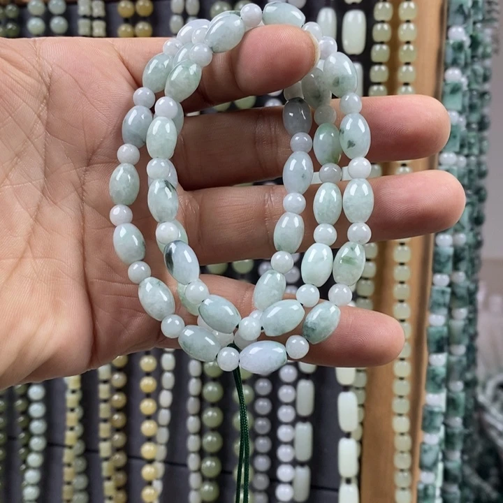 情***钟翡翠未镶嵌项链翡翠米珠项链