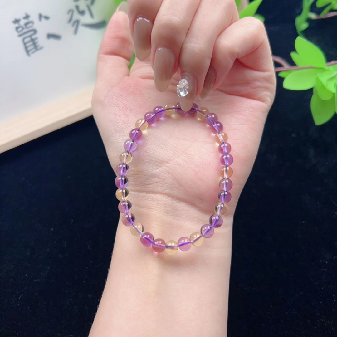 天然紫水晶柠檬晶双拼【6mm】25833-119