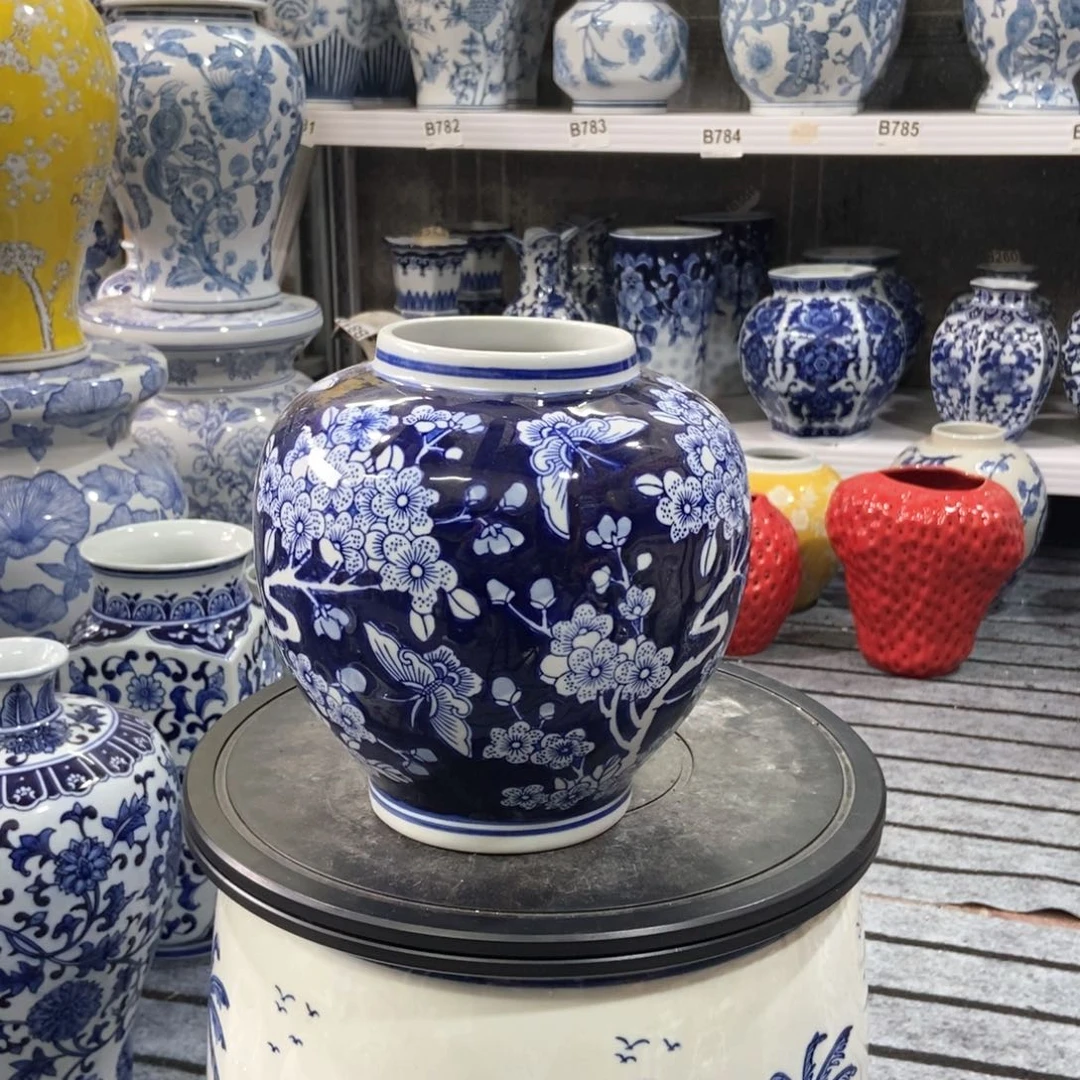 摆件花瓶手绘釉下彩轻微微瑕