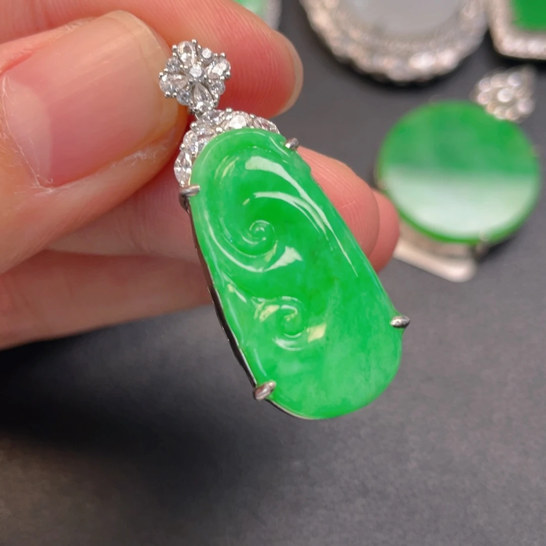 翡翠银S925镶嵌吊坠(不含链)