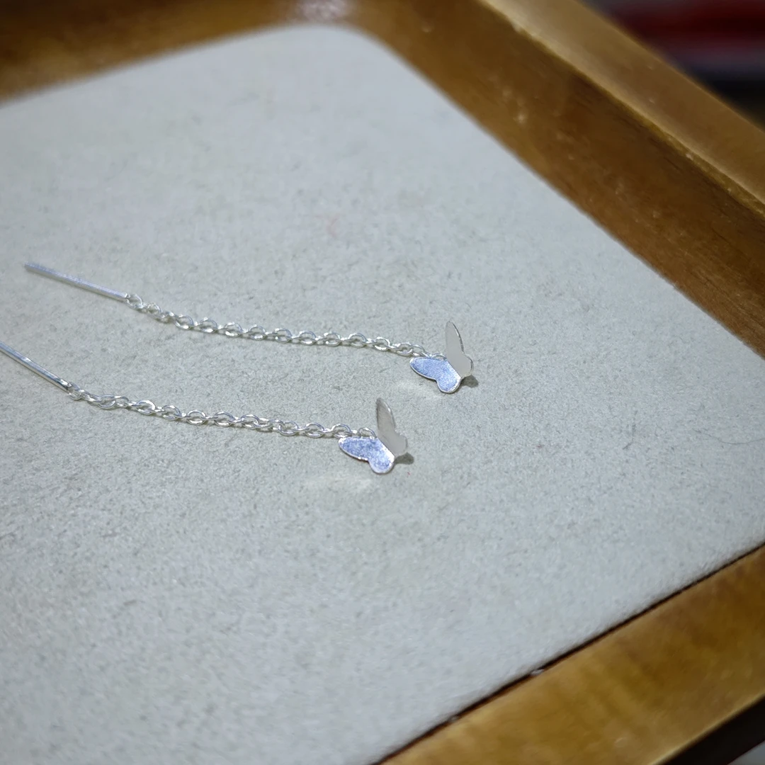 925银耳饰 925银蝴蝶耳线5672