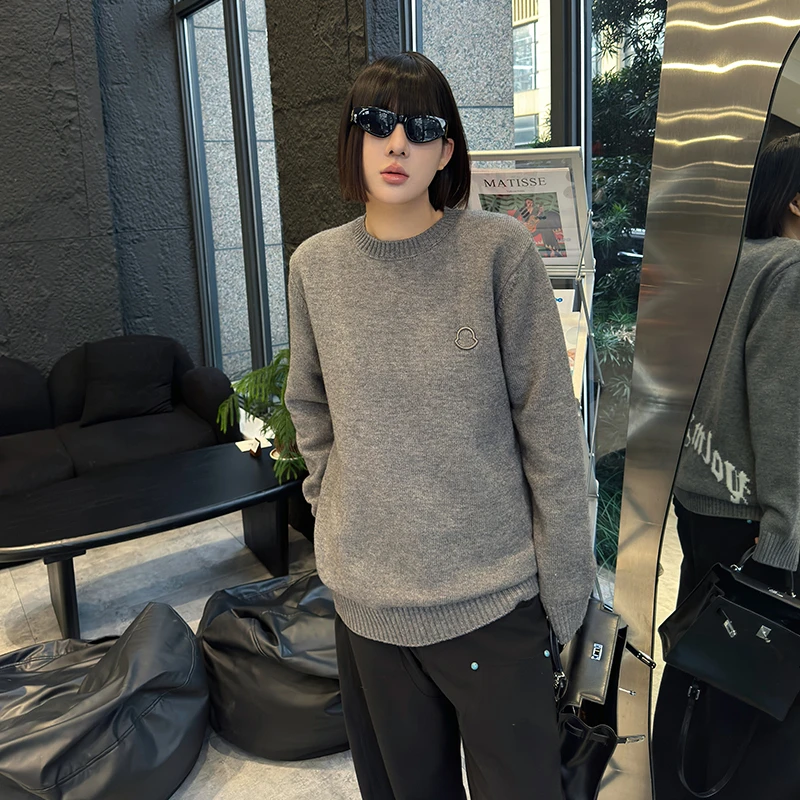 【胸前刺绣】2024新款时尚百搭刺绣工艺圆领套头毛衣男女同款