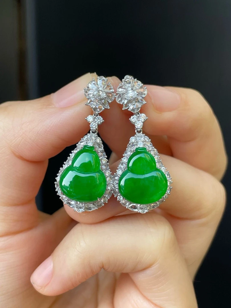 浓阳色胖胖葫芦成双成对耳坠珠宝感