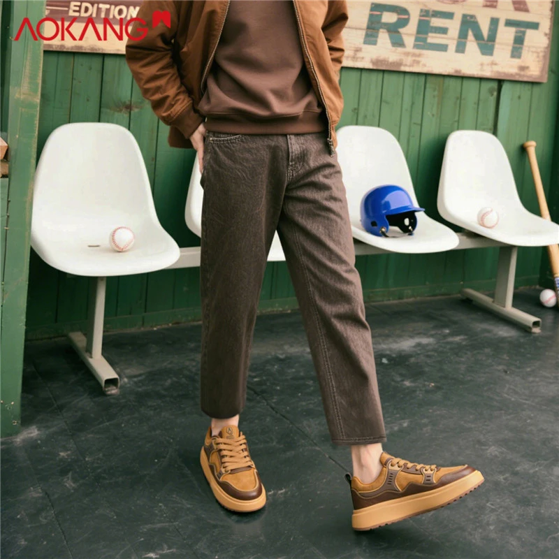 Aokang/奥康2025冬季保暖男士男鞋时尚休闲运动复古增高软底板鞋