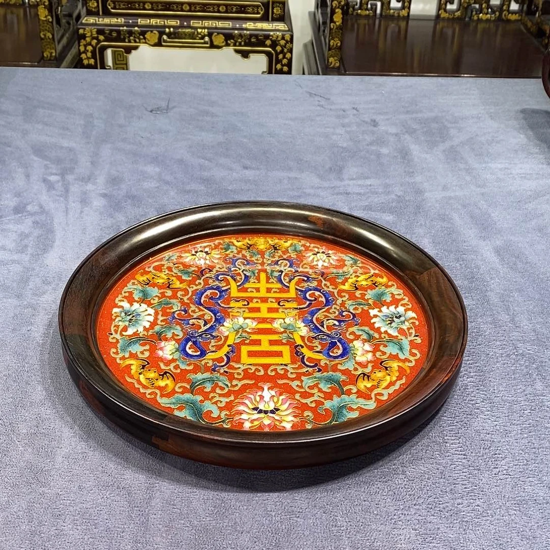 红酸枝木类成套家具圆盘