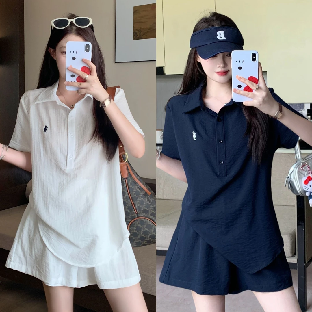 2025年大码女装夏季新款时尚套装短袖短裤两件套3329
