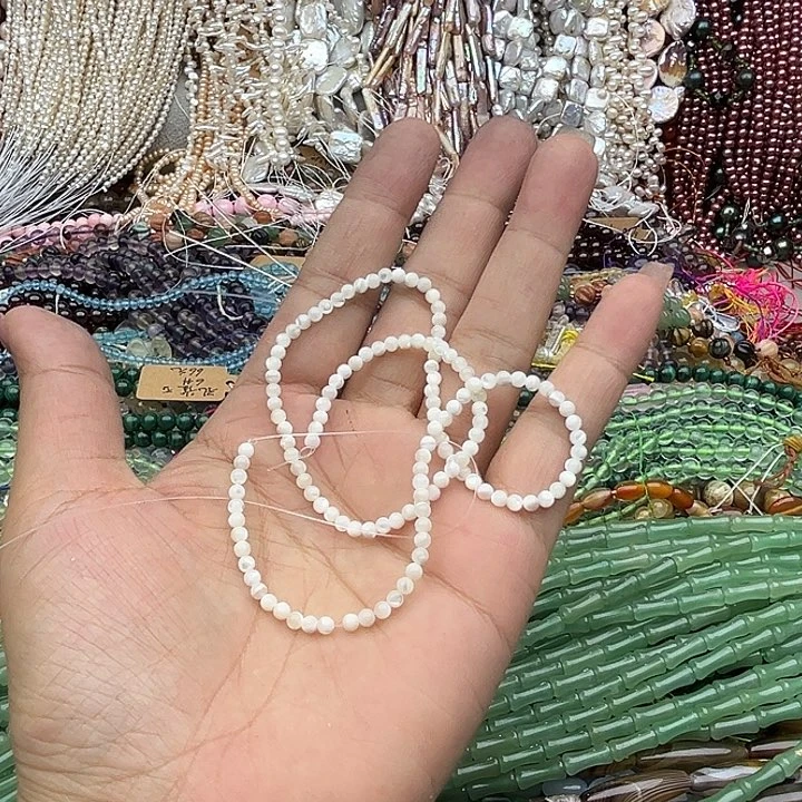 玛瑙/玉髓未镶嵌珠宝半成品一条3mm白蝶贝