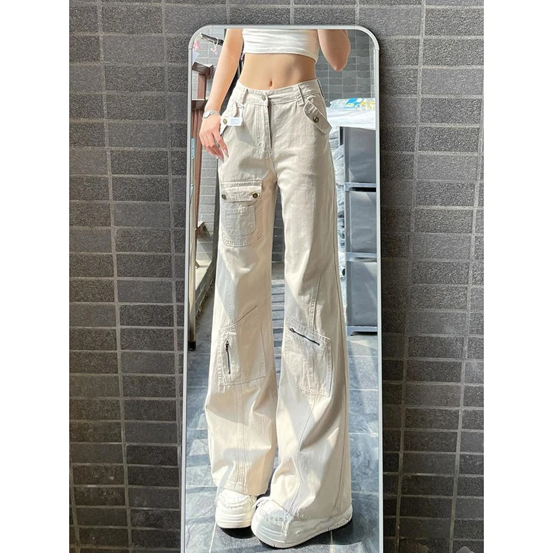 高个子加长辣妹高腰牛仔裤女2025春夏季微喇拖地长裤显瘦工装潮酷