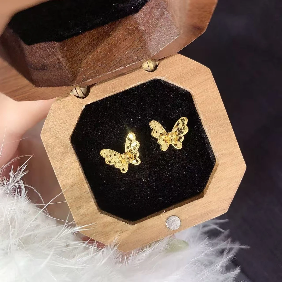 【伟新源】足金999 5G工艺 碎碎冰蹦迪蝴蝶直针2.41克