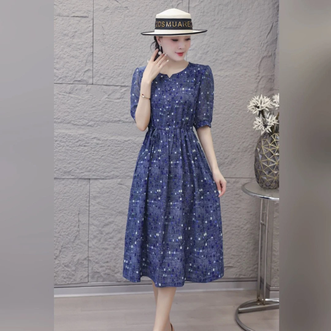 [小老弟】蓝梦之星 夏季时尚优雅修身连衣裙优雅显瘦收腰裙