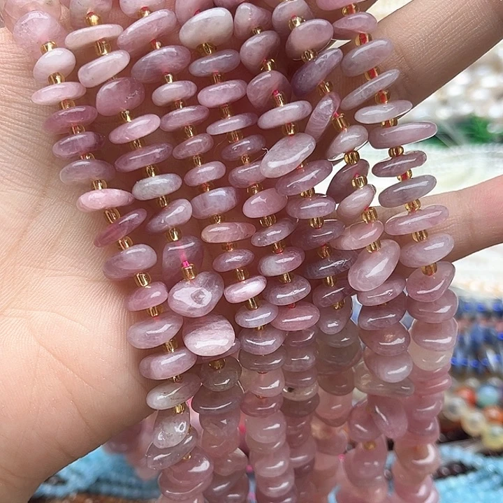 未镶嵌玛瑙/玉髓珠宝半成品一条紫马粉晶随型隔片
