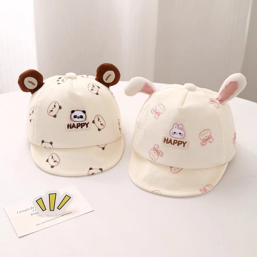 婴儿帽子春秋可爱小熊软檐鸭舌帽薄款防晒宝宝男女遮阳棒球帽