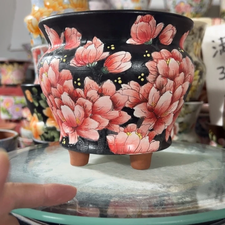 景德镇手绘花盆满38包邮偏远地区除外