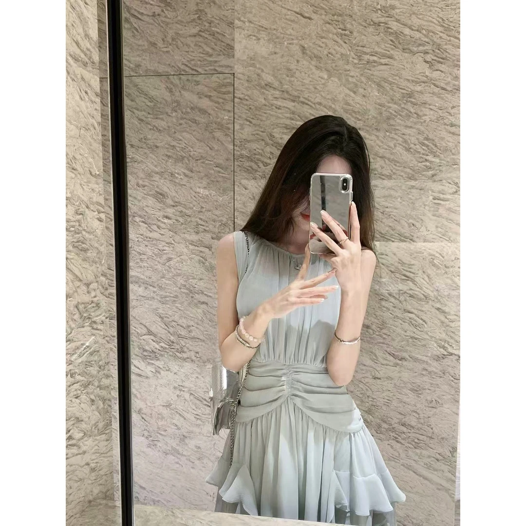 调感岛屿2025新款夏装收腰雪纺裙子气质短裙高级感纯欲连衣裙女