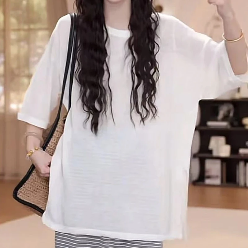 2025年夏季新款韩版时尚纯色设计感上衣女短袖修身显瘦百搭T恤潮