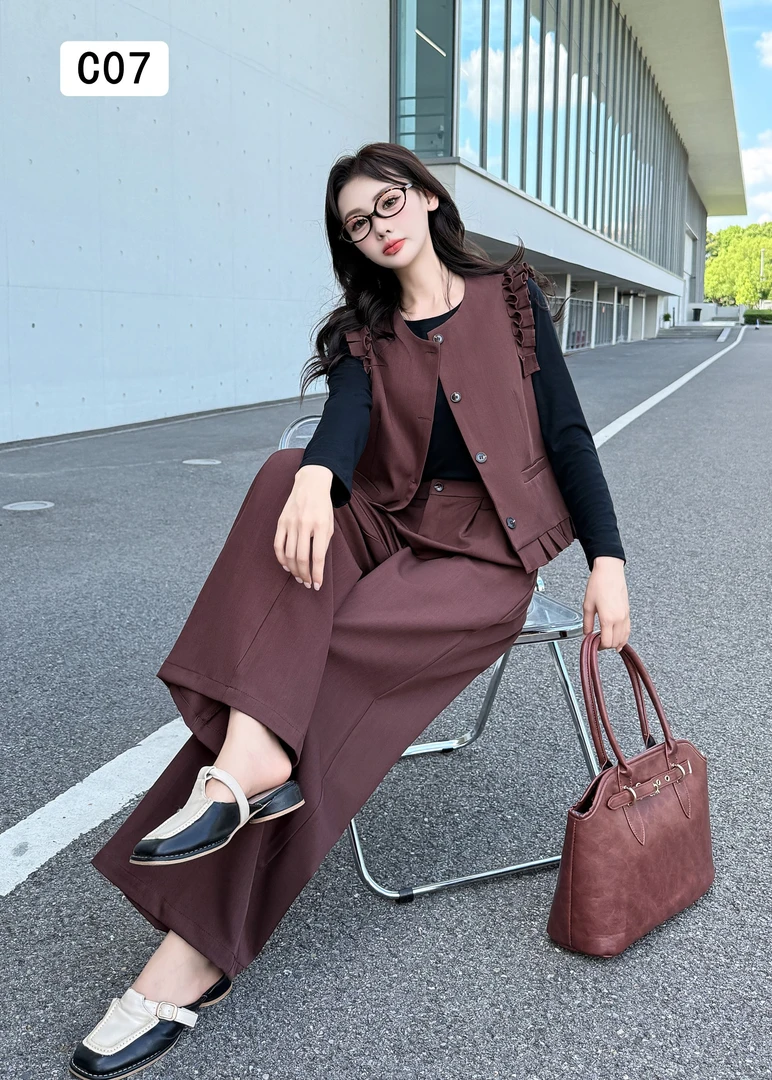 【A984】2025秋季新款女时尚洋气减龄休闲修身宽松显瘦套裤套装