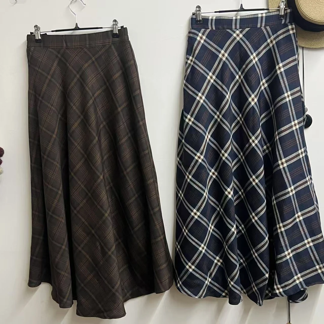 DOB｜日单原单 苏格兰 复古菱格纹百搭高腰气质半身裙显瘦A字