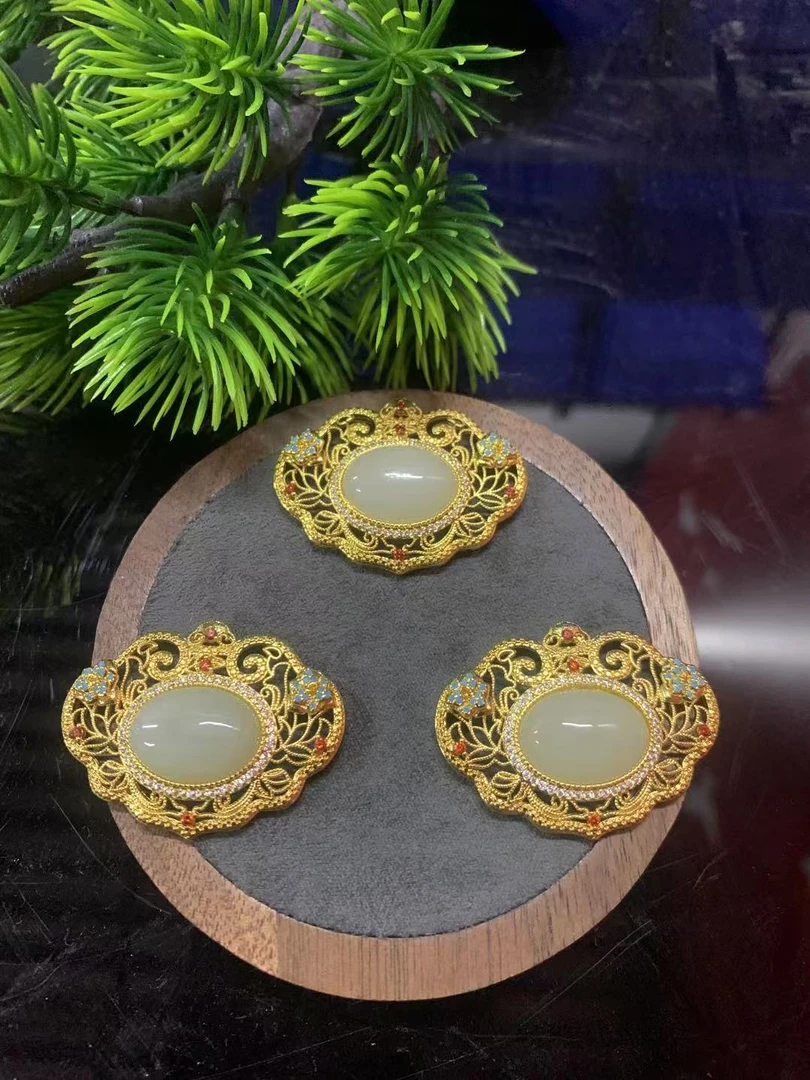 A5267和田玉祥云豪镶吊坠-赠麻花链