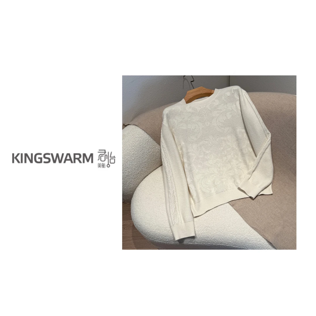 君怡【女士新款圆领长袖绞花长袖打底】100山羊绒