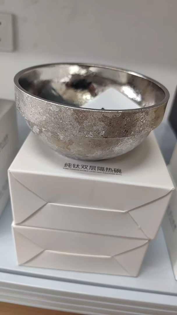 HUJIAN虎涧钛碗纯钛饭碗双层隔热碗家用防烫碗高端餐具健康儿童碗