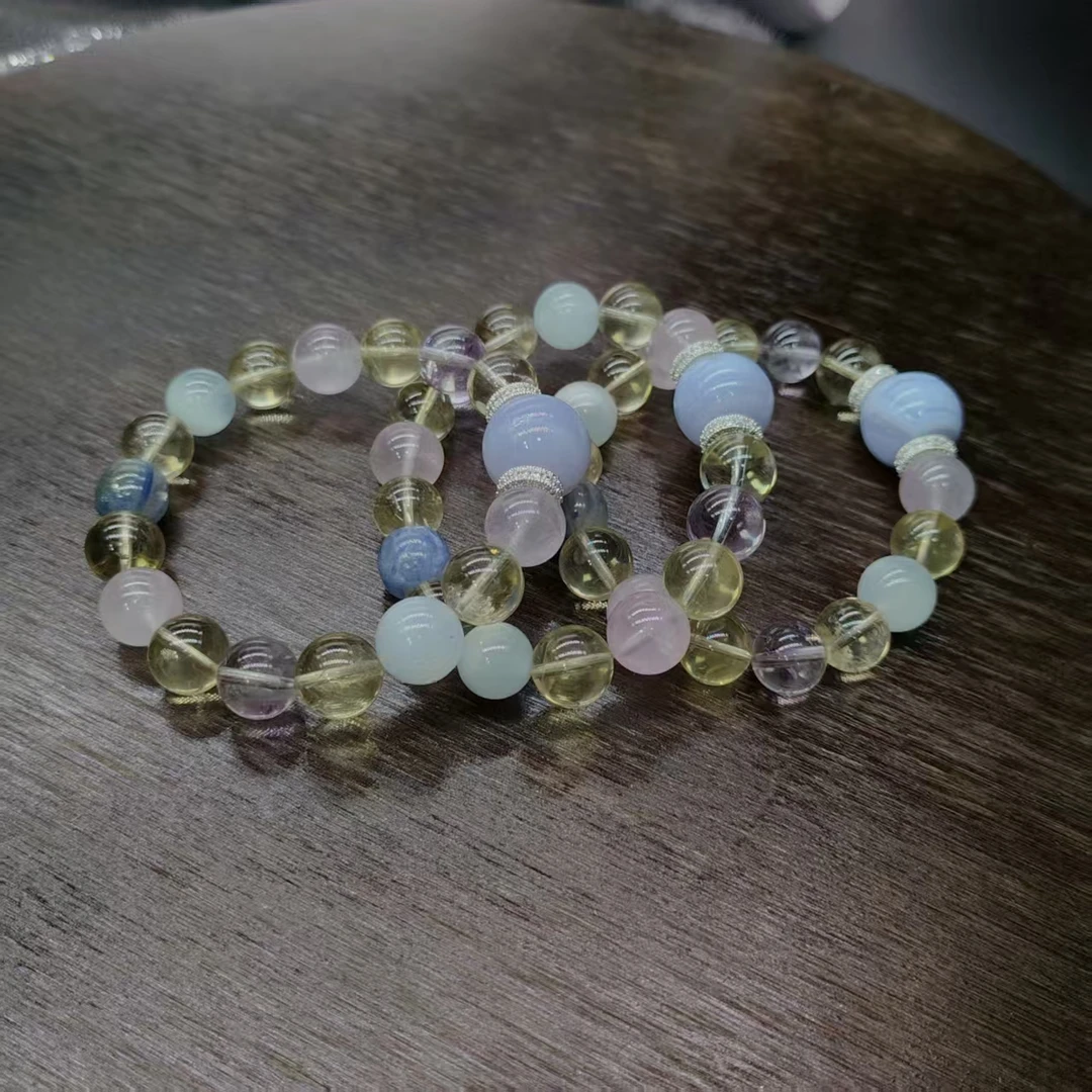 硕夏天然黄水晶11-12mm+粉水晶设计款手链多样性发其一SX0857