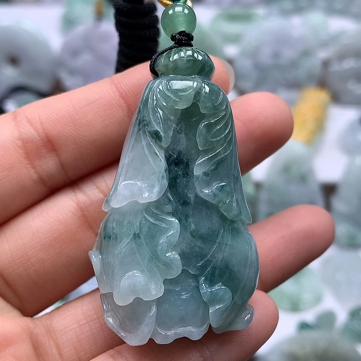 翡翠未镶嵌颈饰百财两面工艺卡厚16+