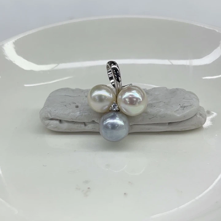 吊坠(不含链)银S925镶嵌海水珍珠AK7-9mm