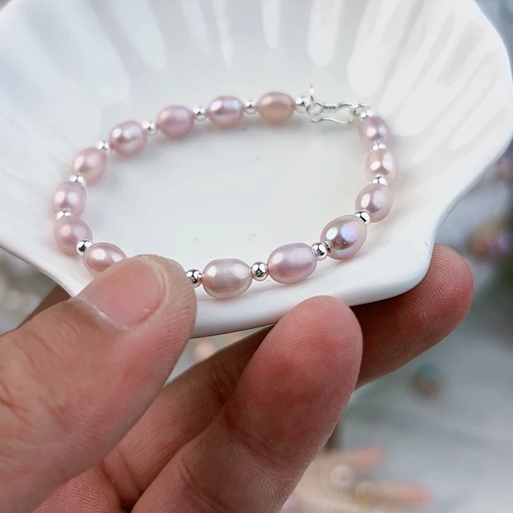 银S925镶嵌手绳淡水珍珠