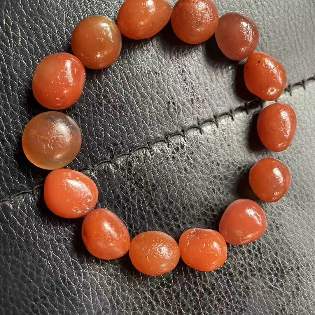 雨花石红籽精美单圈手串;规格13/15mm;重量:38.7g