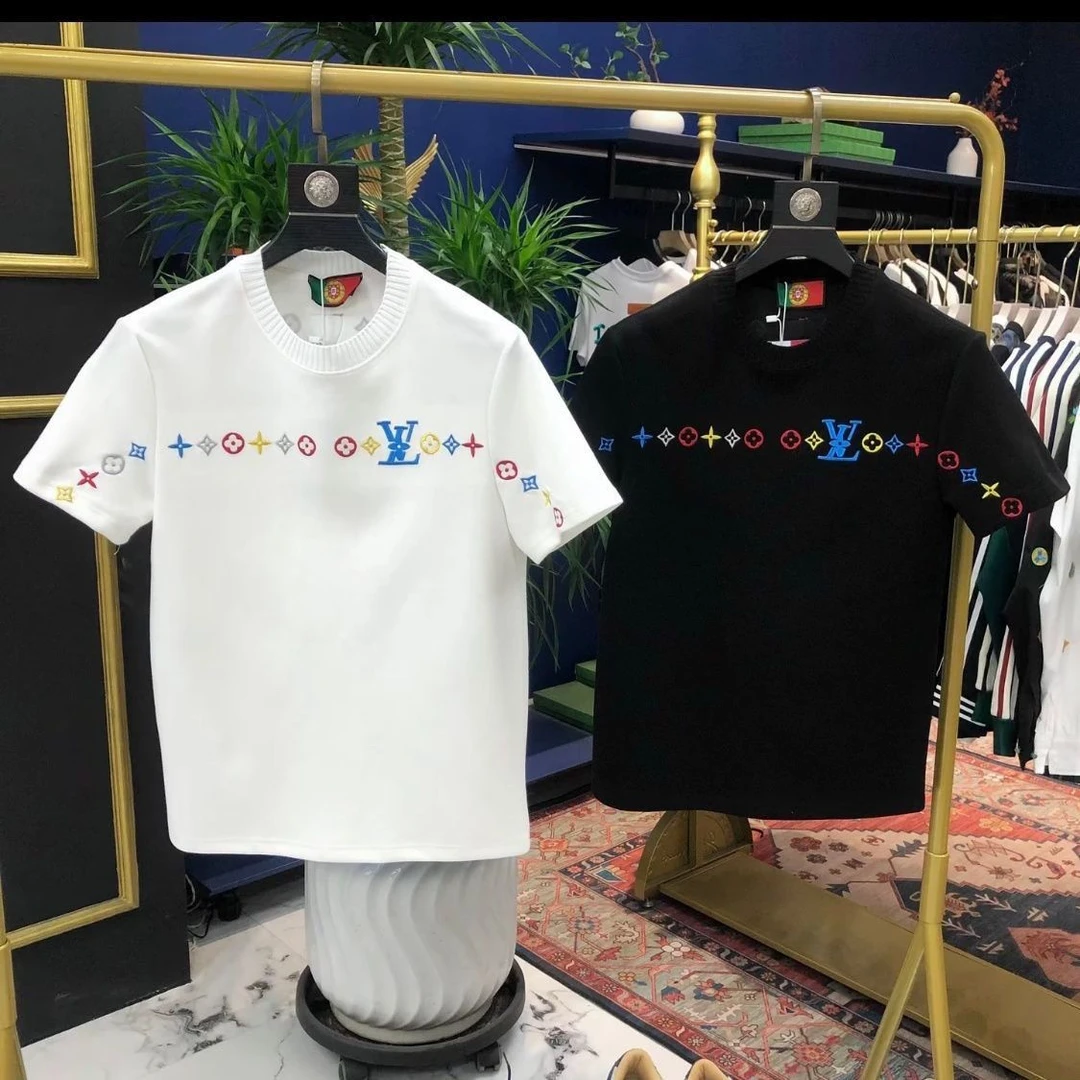 男士DEK新款美式秋季短袖半袖潮牌绣花宽松T恤圆领上衣