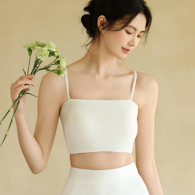 真丝内衬防走光抹胸式文胸垫一体薄款打底内搭桑蚕丝无钢圈内衣