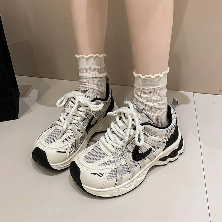 厚底网面老爹鞋女2025秋季新款复古透气百搭休闲时尚轻便运动鞋