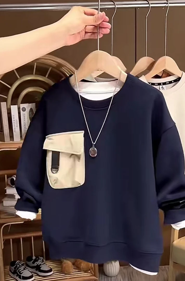 502144 童装男童卫衣2025春季儿童圆领洋气潮酷卫衣外搭上衣卫衣