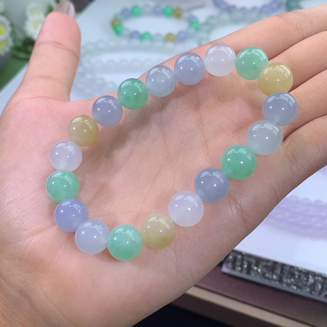 翡翠未镶嵌手链多宝手串