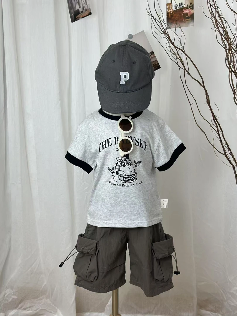 儿童夏季短袖25新款韩版男童纯棉卡通洋气T恤上衣中小童夏装薄款