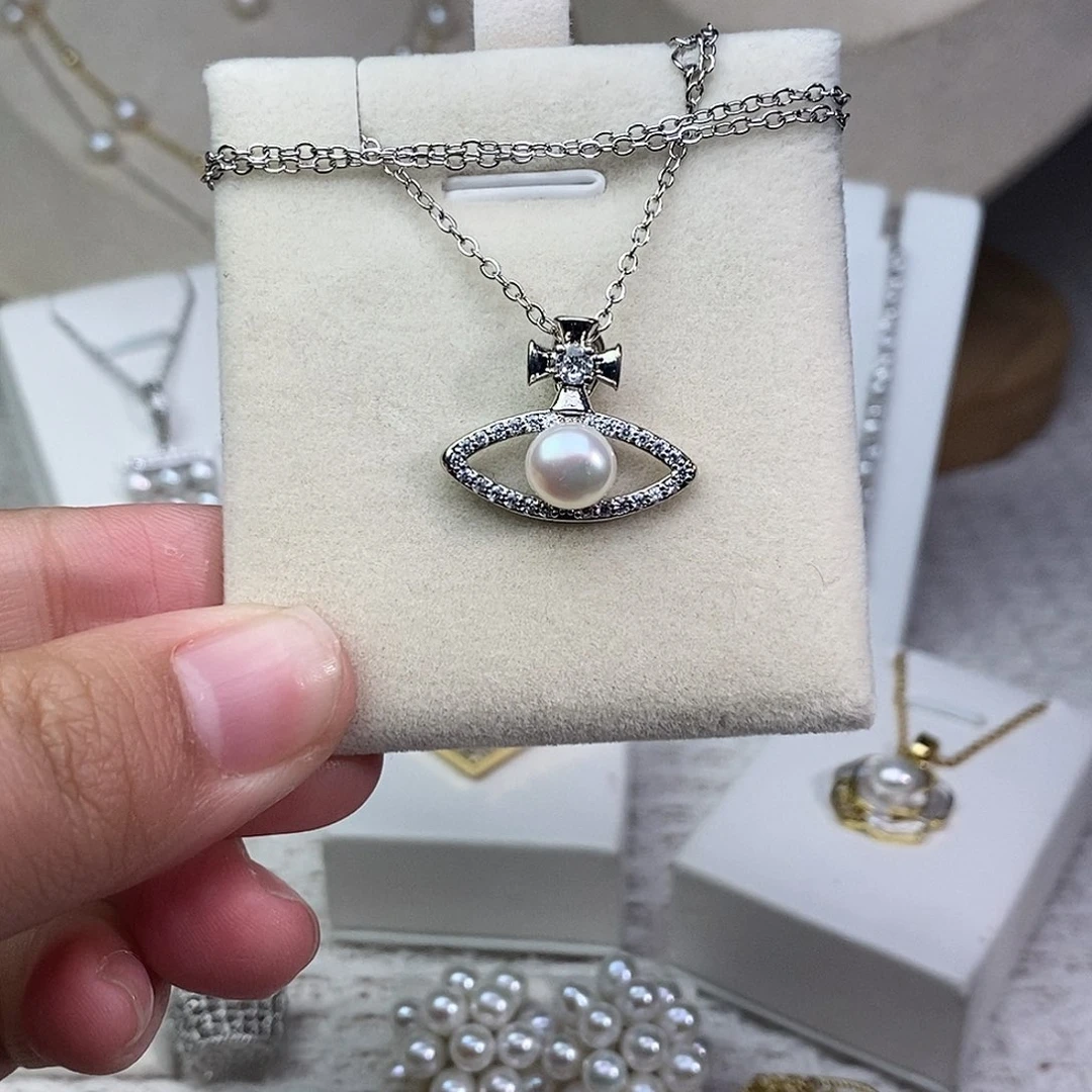 银S925镶嵌淡水珍珠耳饰