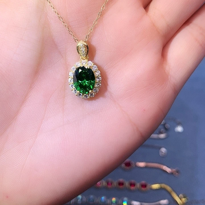 透辉石吊坠银S925镶嵌