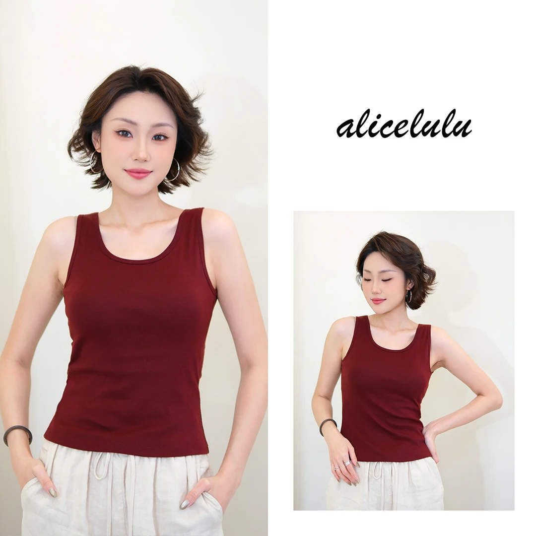 [alicelulu]韩系U领基础款磨毛背心简约百搭显瘦 S2142823L