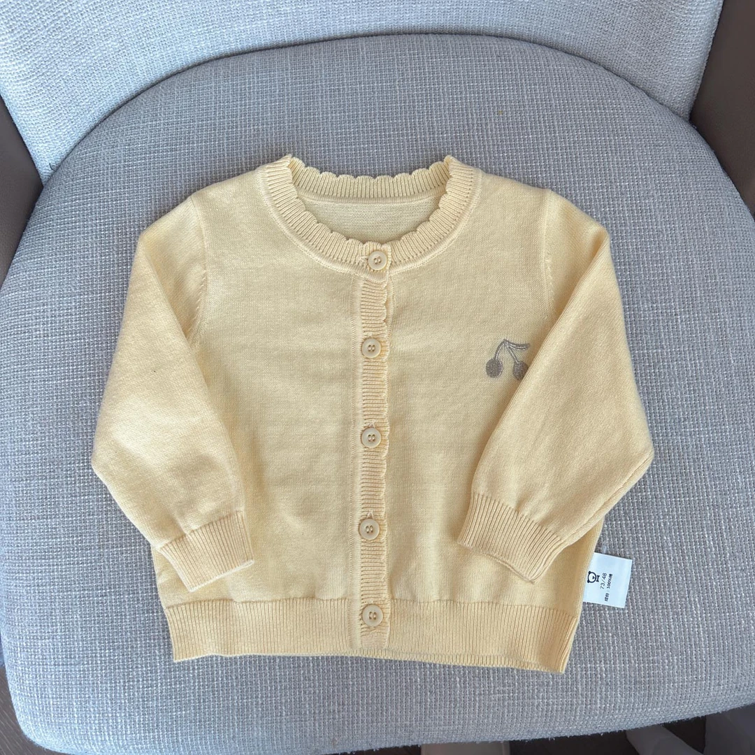 【棉纱针织薄衫 小乐妈咪】婴儿开衫女宝宝外套毛衣儿童针织衫B21