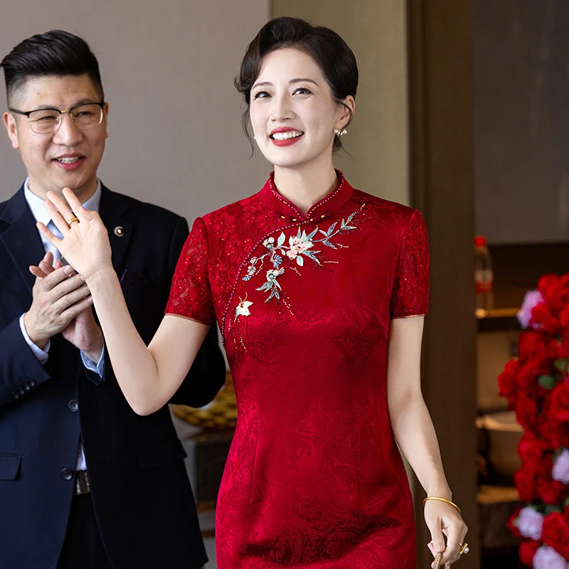 唯美【锦云】喜婆婆婚宴装新款高端礼服新中式旗袍年轻女款喜妈妈