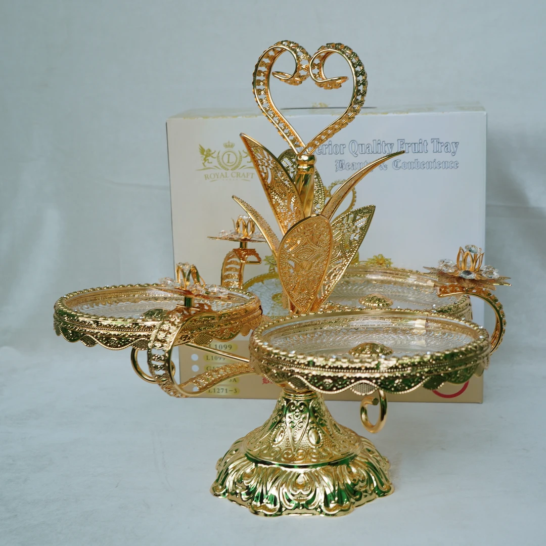 高档玻璃干果水果通用款式果盘家用奢华水晶玻璃果盘