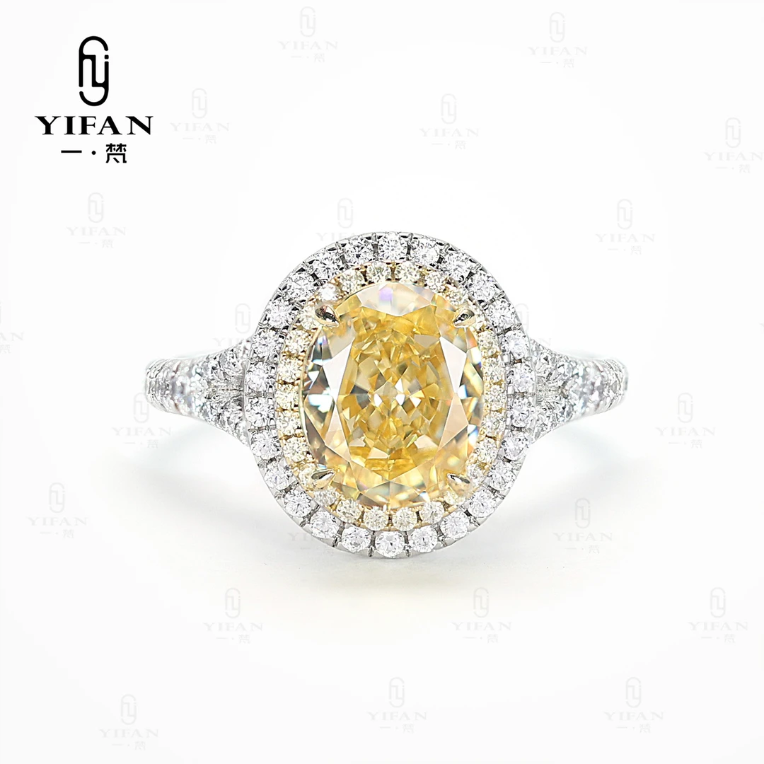 925银合成锆石戒指 黄鸽子蛋微镶满钻时尚戒指女款