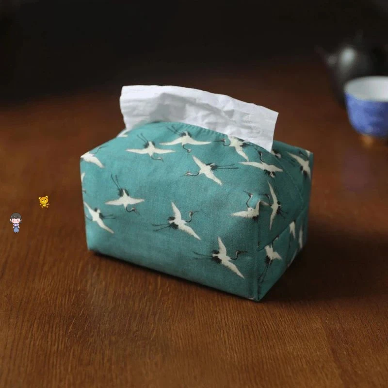 茶道创意布艺纸巾套抽纸袋棉麻纸巾袋抽纸盒纸巾包古画纸巾盒