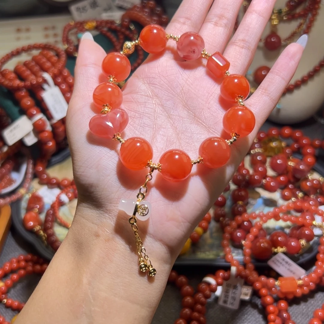 南红玛瑙未镶嵌手链14mm