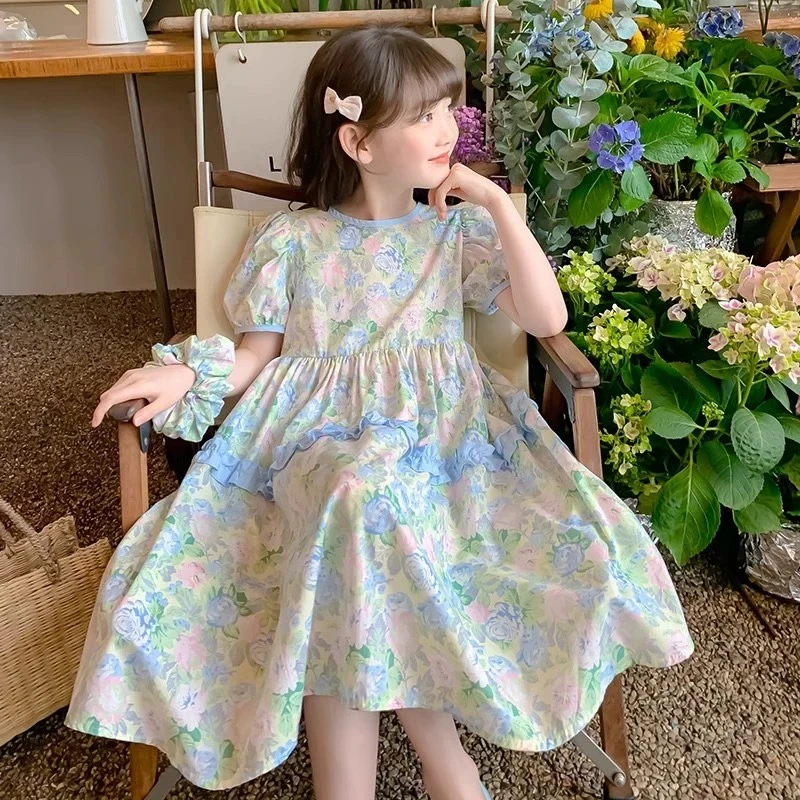 宽松新款洋气儿童裙子夏季童装泡泡公主韩版女童夏装连衣裙
