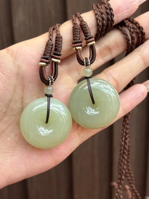 2745和田玉青海料晴水平安扣吊坠约30*12多样性发其一