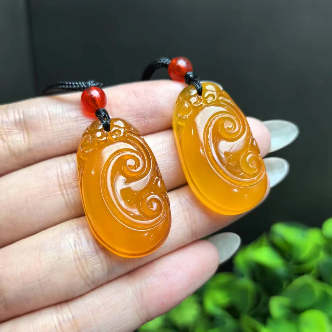 S7832【福嘟嘟】牛黄宝黄玛瑙如意吊坠-送礼佳品-多样性发一件